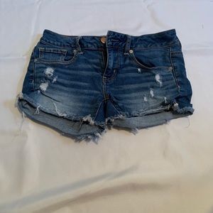 AE mid rise stretch denim shorts